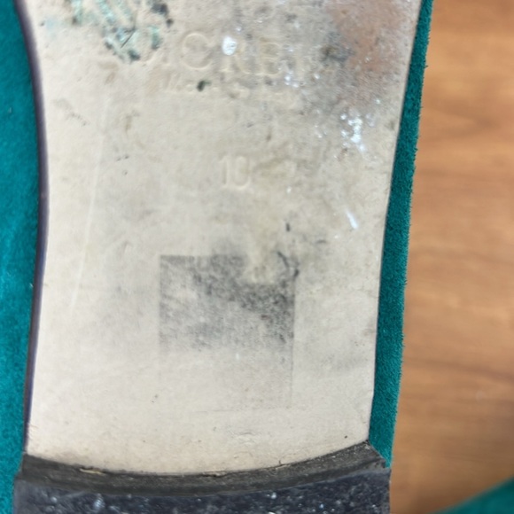 J crew emerald green loafers chain accent suede women’s size 10 - Picture 7 of 8